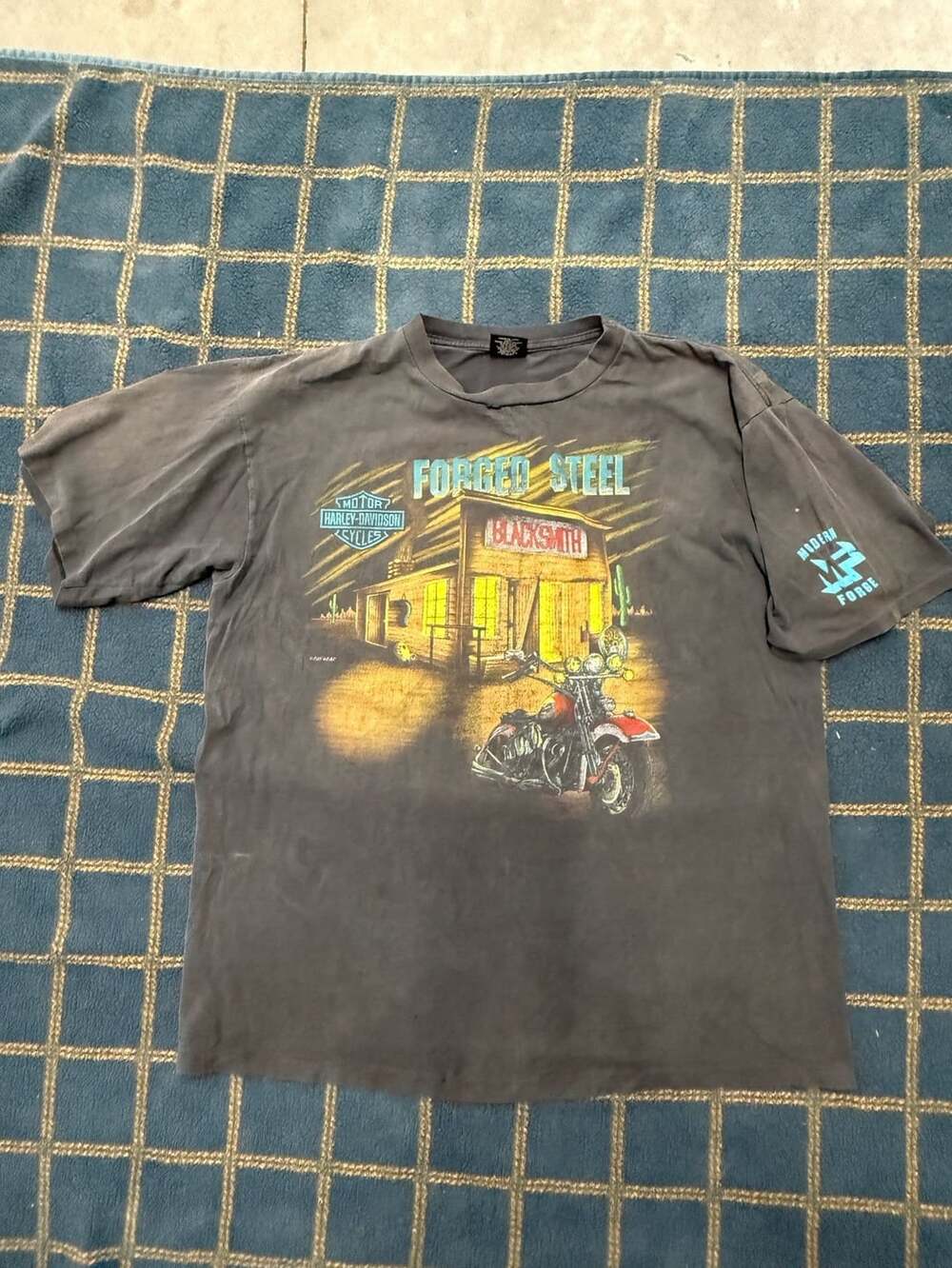 Harley Davidson Forged Steel Graphic T-Shirt Black Vintage